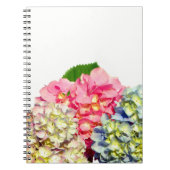 Carnet Hydrangées florales rose pâle bleu jaune vert (Devant)
