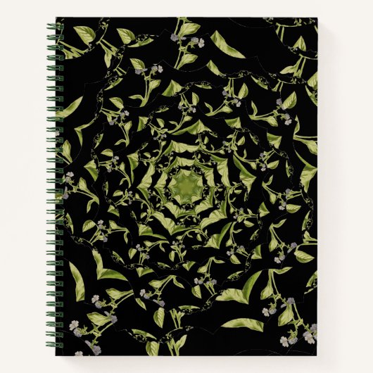 Carnet Hypnose de nature verte et noire fractale (Devant)