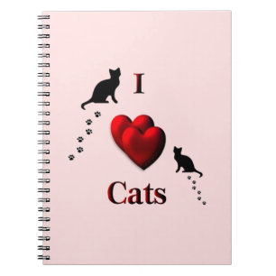 Carnet I Heart Cats Pink