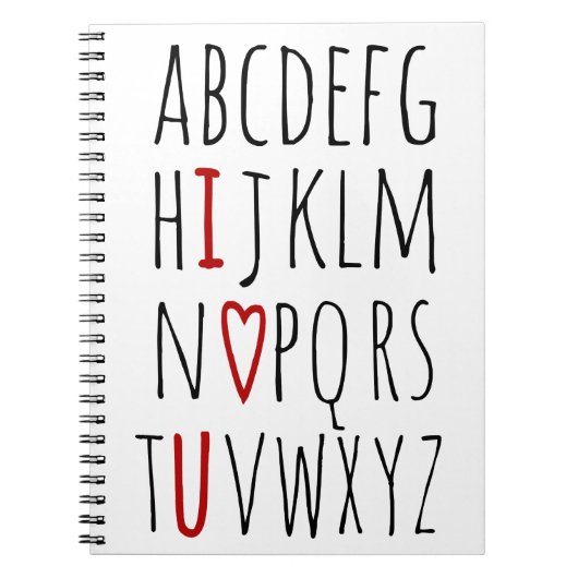 Carnet I Love (Coeur) You Alphabet (Devant)