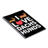 Carnet I Love Dachshunds Fun Illustration avec Cool (Côté Droit)