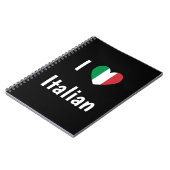 Carnet I Love Italien Drapeau Couleurs Coeur (Côté gauche)