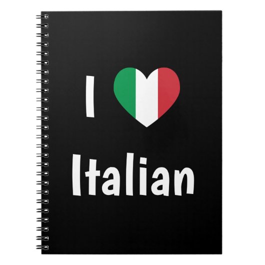 Carnet I Love Italien Drapeau Couleurs Coeur (Devant)