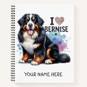 Carnet I Love My Bernese Mountain Dog Nom Personnalisé