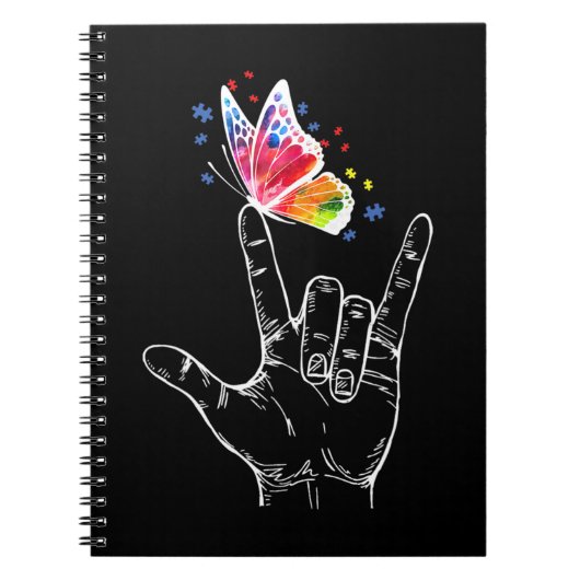 Carnet I Love You Hand Sign Language Butterfly Puzzle Pie (Devant)