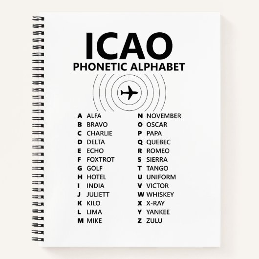 Carnet ICAO Phonetic Alphabet Pilot - Graph Notebook (Devant)
