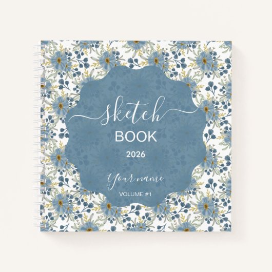 Carnet Ice Blue Flowers (Devant)