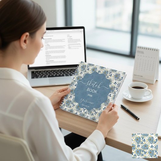 Carnet Ice Blue Flowers