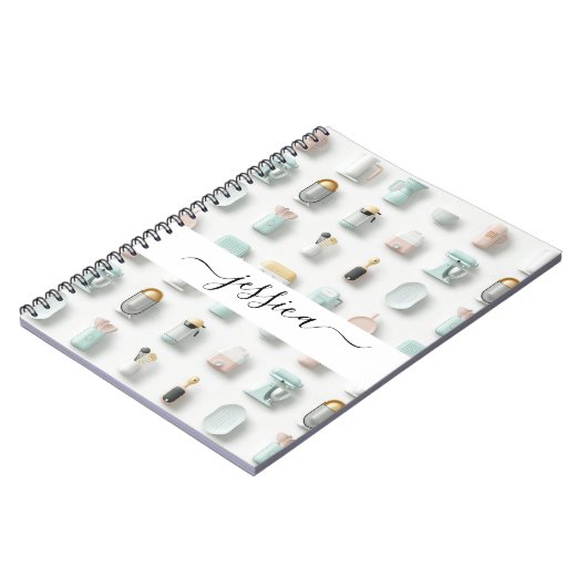 Carnet Icônes de cuisine moderne Nom du script motif (Côté gauche)