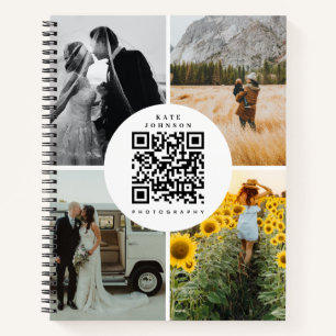 Carnet Icônes de médias sociaux Code QR Photos de photogr