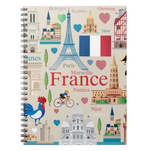 Carnet Icônes mignonnes de la France (Devant)