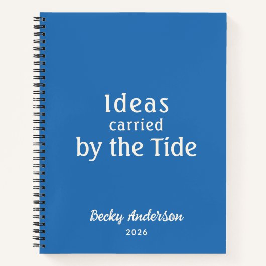 Carnet Ideas by the Tide, Beach Notes, Blue Custom Name (Devant)