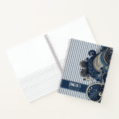 Carnet Idée Boho Retro Paisley Blue Stripes (Intérieur)