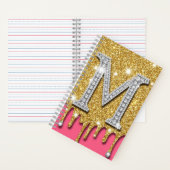 Carnet Idée Cadeau Lettre Initiale M Diamant Or Fond Rose (À l'intérieur)