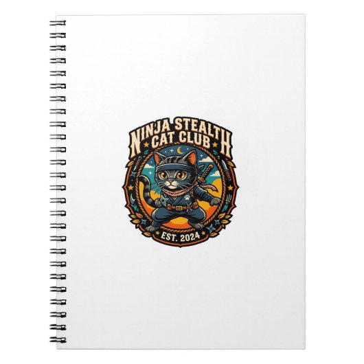 Carnet Idée cadeau pour maman de chat Ninja Stealth Cat - (Devant)