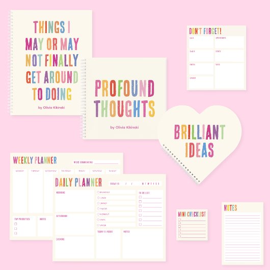 Carnet Idées brillantes Citation colorée