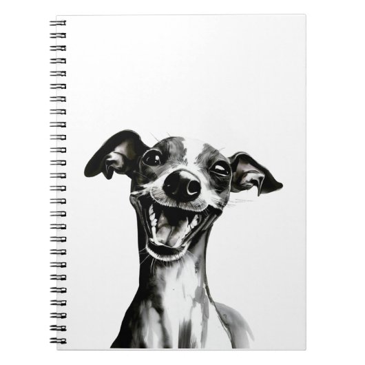 Carnet Iggy noir et blanc | Cute Greyhound italien (Devant)