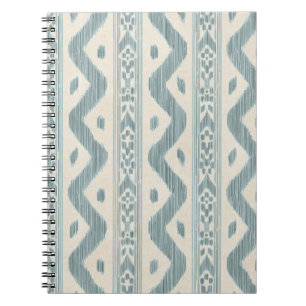 Carnet Ikat bleu-vert, rayure tissée fine