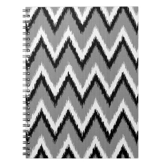Carnet Ikat Chevron Gris / Gris, Noir & Blanc (Devant)