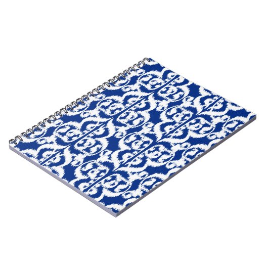 Carnet Ikat Moorish Damask - bleu cobalt et blanc (Côté gauche)