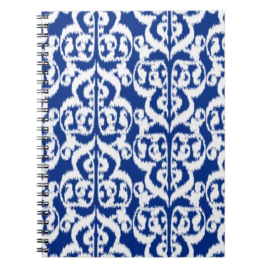 Carnet Ikat Moorish Damask - bleu cobalt et blanc (Devant)