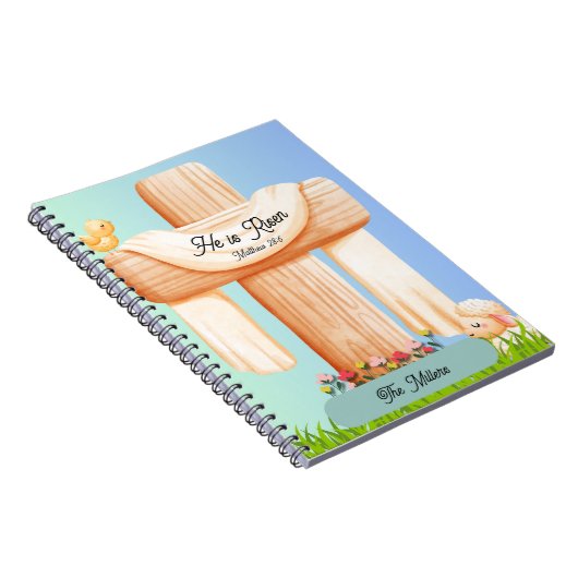 Carnet Il est ressuscité Matthieu 28:6 Croix chrétienne  (Côté Droit)