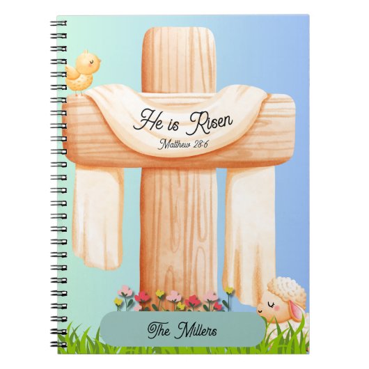 Carnet Il est ressuscité Matthieu 28:6 Croix chrétienne  (Devant)