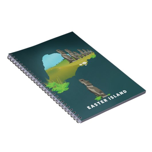 Carnet Île de Pâques Illustrated Carte imprimé affiche de (Côté Droit)