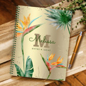 Carnet Ile tropicale Monogramme floral Script Gold Foil