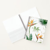 Carnet Ile tropicale Monogramme Floral Script Or Blanc (Intérieur)