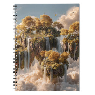 Carnet Îles flottantes surréalistes avec des arbres dorés