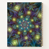 Carnet Illuminé bleu violet moderne Fractal Art Nom (Dos)