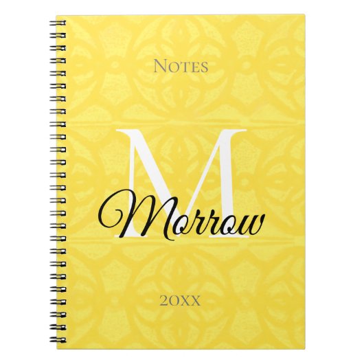 Carnet Illuminer Batik jaune Nom et année (Devant)