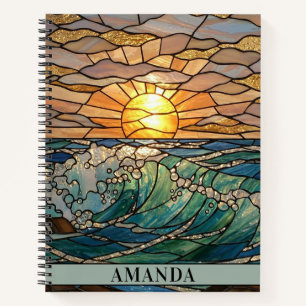 Carnet Illusion de verre tendu Sunrise Waves Personnalisé