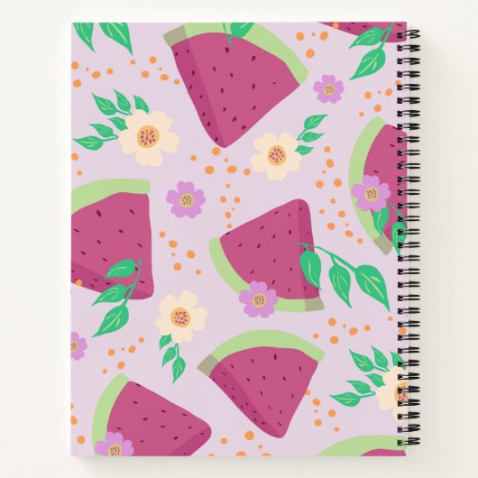 Carnet Illustrated Pink Watermelon Hand-drawn pattern  (Dos)
