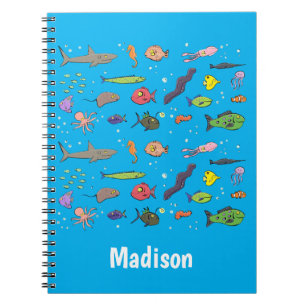 Carnet Illustration amusante de créatures marines