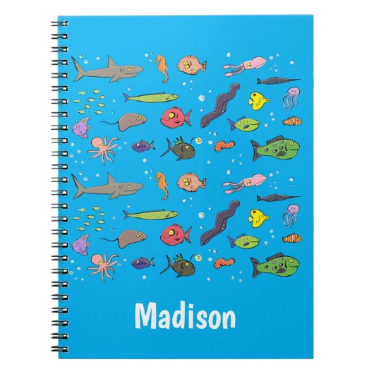 Carnet Illustration amusante de créatures marines (Devant)