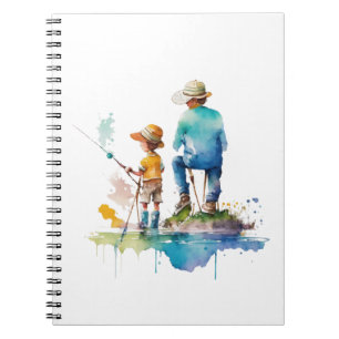 Carnet Illustration aquarelle d'un père et d'un fils en a