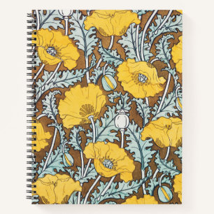 Carnet Illustration Art Nouveau Poppy Fleur Jaune