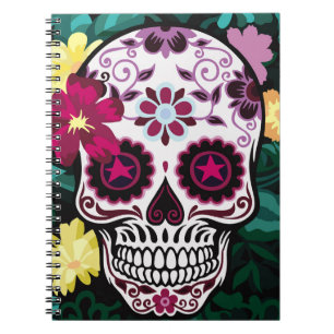 Carnet illustration artistique de crâne ornementsflower,