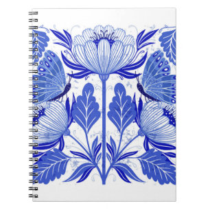 Carnet illustration avec des papillons et des fleurs isol