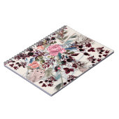 Carnet Illustration bo-ho mode avec fleurs roses et p (Côté gauche)