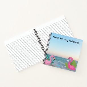 Carnet Illustration centrée sur l'océan de flamants roses