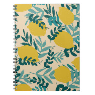 Carnet illustration. citrons arrière - plans et feuilles