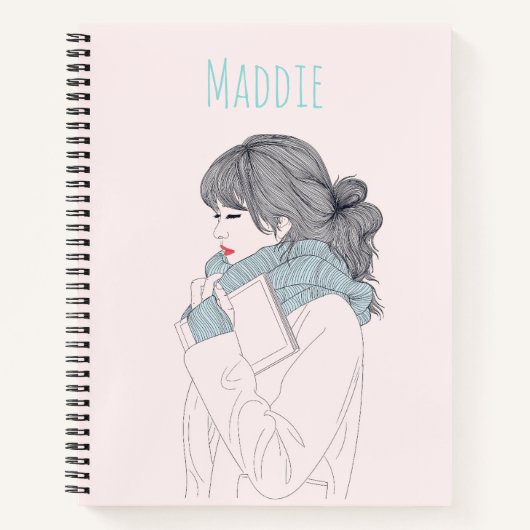 Carnet Illustration cool de la fille avec foulard (Devant)