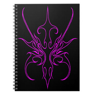 Carnet Illustration d'art linéaire tribal noir et rose in