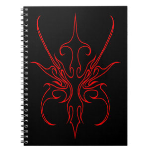 Carnet Illustration d'art tribal noir et rouge intense à