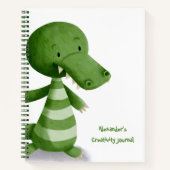 Carnet Illustration de bébé crocodile mignon personnalisé (Devant)