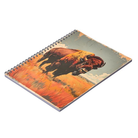 Carnet Illustration de bison vintage (Côté gauche)