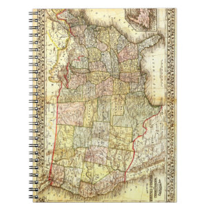 Carnet Illustration de carte vintage des États-Unis d'épo